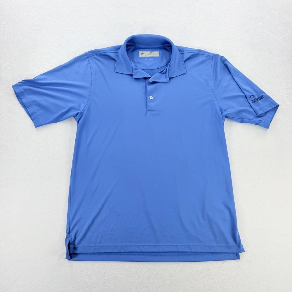 Donald Ross Polo Shirt Mens Medium Blue The Rookery Golf Logo Performance